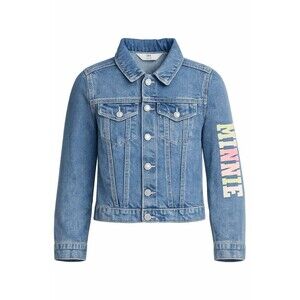 H&M Disney Minnie Mouse Printed Denim Jacket Girls 8 Blue Jean Graphic